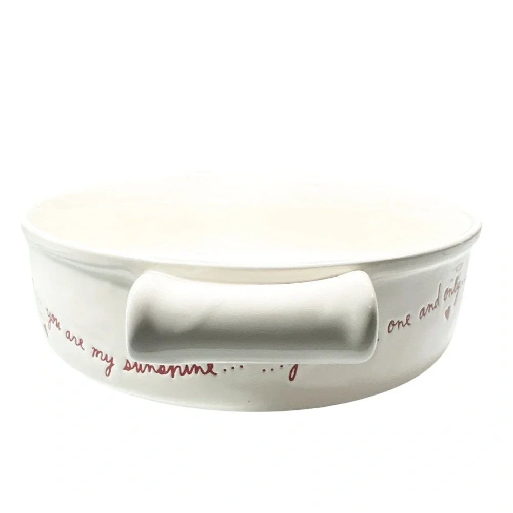 NEW Rae Dunn VALENTINE LOVE NOTES Round Casserole Dish with Handles